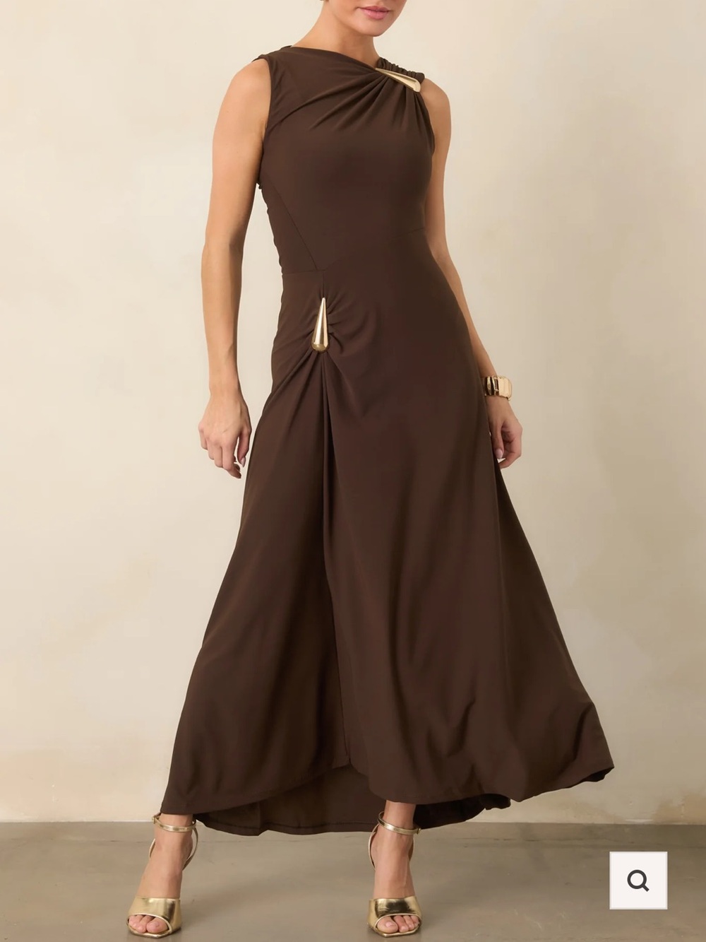 ASTRID BLYTH CHOCOLATE BROWN DRAPED MAXI DRESS 🌞Brand new with tags. Size XS